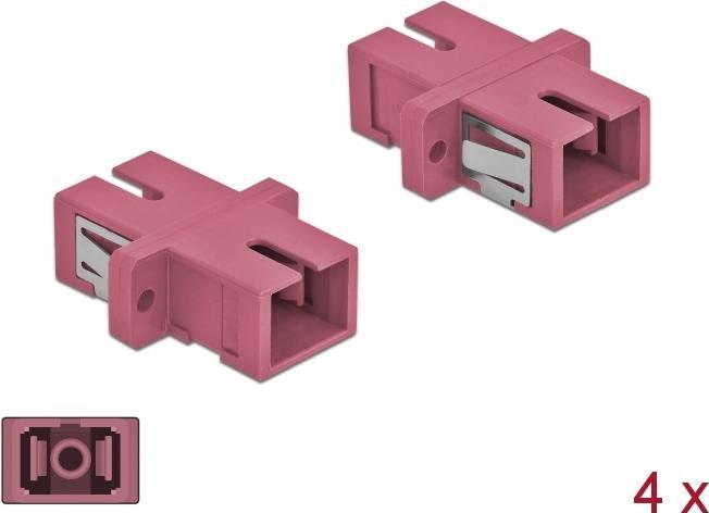 DeLOCK - Netzwerkkoppler - SC Multi-mode (W) Bis SC Multi-mode (W) - Glasfaser - OM4 - Violett (Packung Mit 4) (85995)