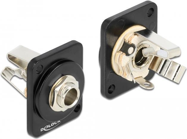 DeLOCK D-Type Module 6.35 Mm 3 Pin Stereo Jack to Solder Connector - Modulares Faceplate-Snap-in - an Schalttafel Montierbar - Telefon Stereo 6,35 Mm 