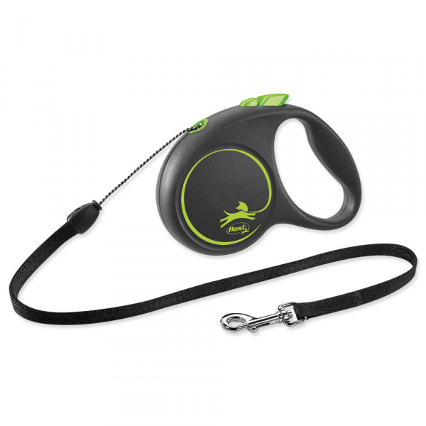 Guia Retrátil Flexi Cães Black Design Corda Verde 5 Metros - Tam. P