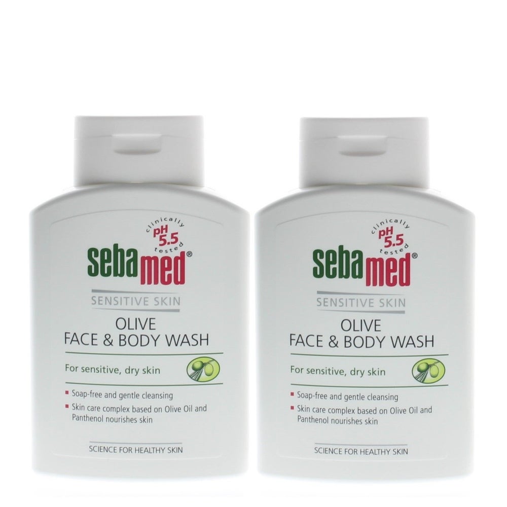 Sebamed Olive Face & Body Wash for Sensitive, Dry Skin 200ml/6.7oz (2 Pack) (Face Wash & Cleanser)
