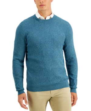 Tasso Elba Men's Sweater Blue Size Large L Crewneck Striped Pullover 7380-0255-P - L
