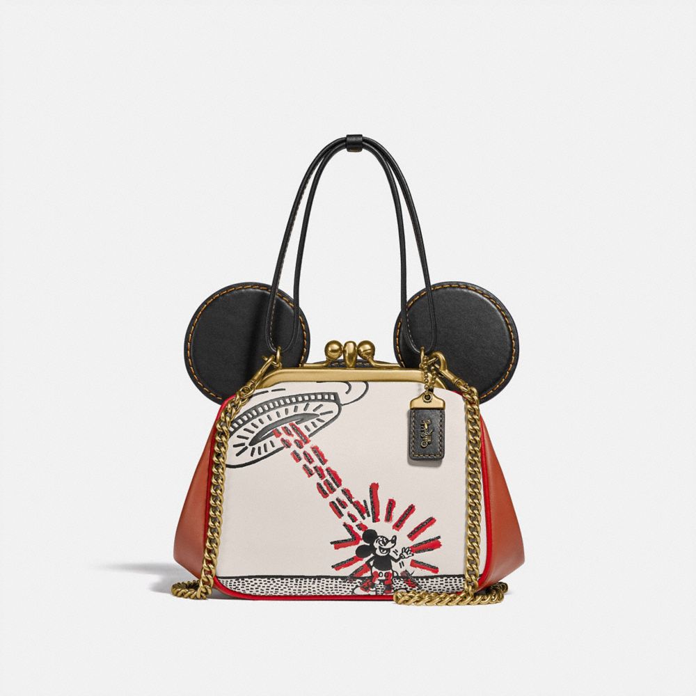 Disney Mickey Mouse X Keith Haring Kisslock Bag in White