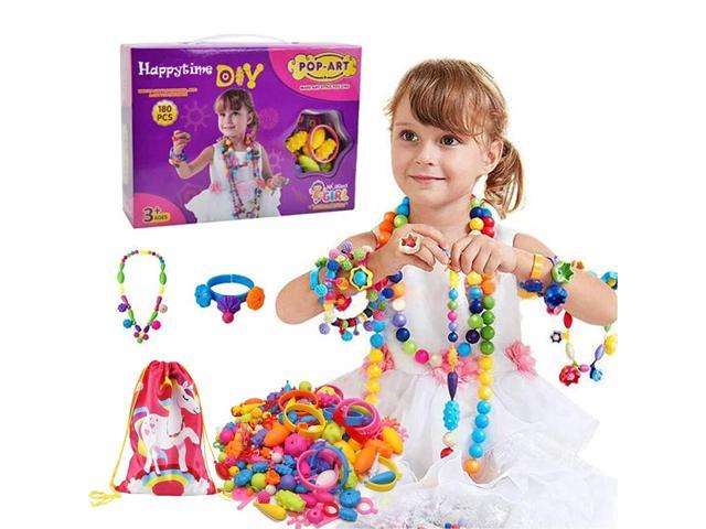 Happytime Snap Pop Beads Girls Toy 180 Pieces DIY Jewelry Marking Kit Fashion Fun for Necklace Ring Bracelet Art Kids Crafts Birthday Fun Gifts.