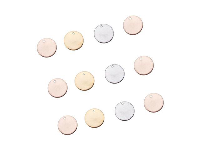 PandaHall Elite 60 Pcs 304 Stainless Steel Flat Round Blank Stamping Tag Pend.