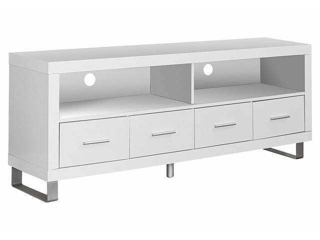 Monarch Specialties I-2518 60' TV Stand with 4 Drawers in White Finish New