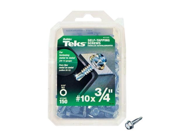Teks 21320 Self-Tapping Hex-Washer-Head Drill Point Screw, #10x3/4', 150-Count