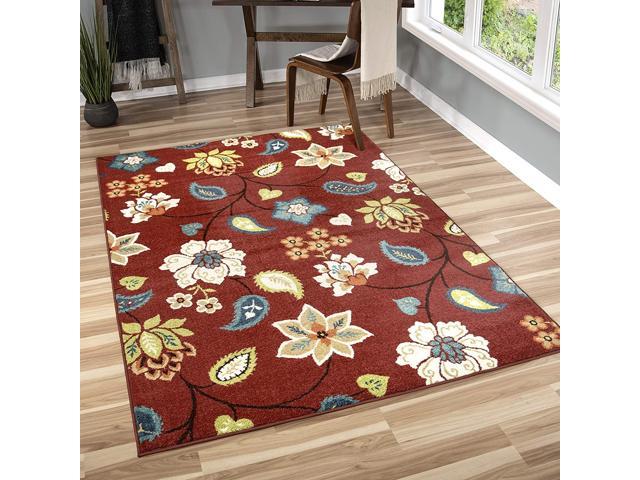 Orian Rugs 2313 Veranda Indoor/Outdoor Garden Chintz Area Rug 52' X 76' Red