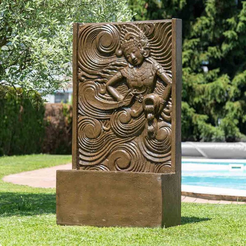 Wanda Collection - Grande Fontaine De Jardin Mur D'eau Déesse Balinaise Brun 1 M 50