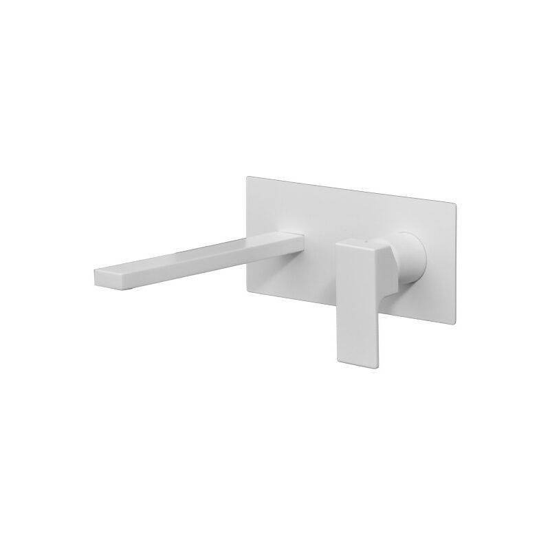 Mitigeur Lavabo Mural Blanc Mat Avec Plaque Kubik 2540/25BO | Blanc Mat - Gattoni