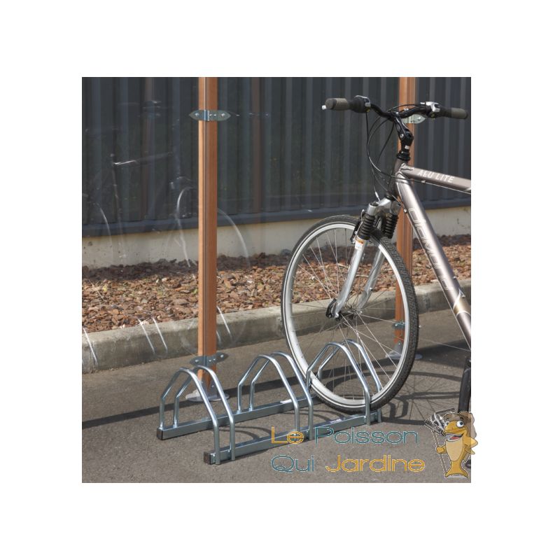 Rangement - Ràtelier 3 Vélos, Fixation Au SoL, Longueur 71cm, 1 Niveau - Acier - LE POISSON QUI JARDINE