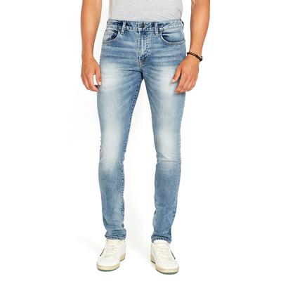 Buffalo Jeans Men's Skinny Max Jeans in Whiskered and Contrasted Light Blue - Size: 33