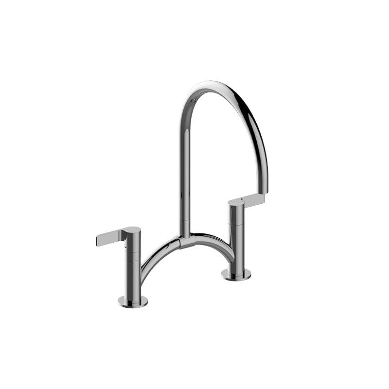 Graff G-4890-LM46B Terra Contemporary Bridge Kitchen Faucet Polished Chrome Faucet Kitchen Double Handle
