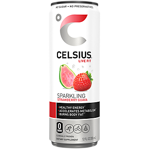 CELSIUS Sparkling Strawberry Guava  Functional Essential Energy Drink 12 Fl Oz Can (Pack of 12)