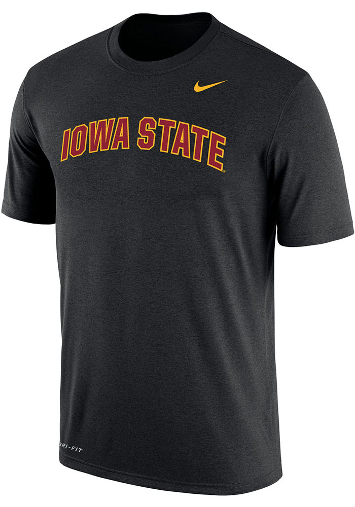 Nike Iowa State Cyclones Black Dri-FIT Arch Name Short Sleeve T Shirt, Black, 65% COTTON / 35% POLYESTER, Size M