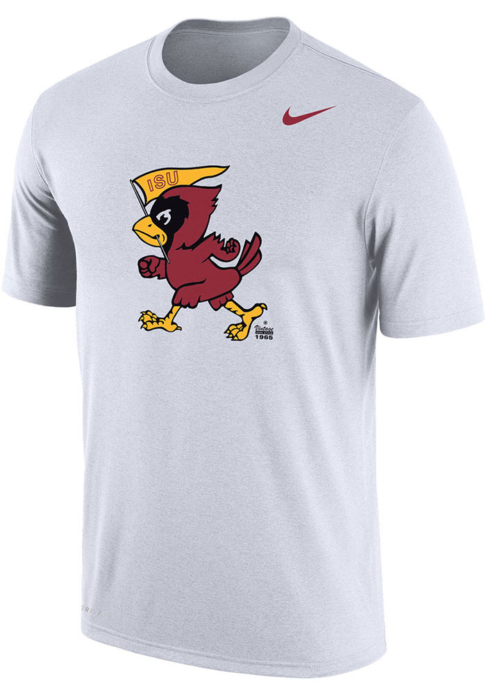 Nike Iowa State Cyclones White Dri-FIT Vintage Logo Short Sleeve T Shirt, White, 65% COTTON / 35% POLYESTER