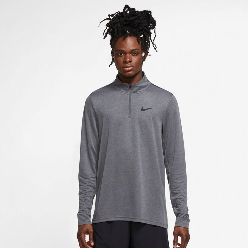 Nike Men's Medium Gray Dri-Fit Breathe 1/4 Zip L/S Training