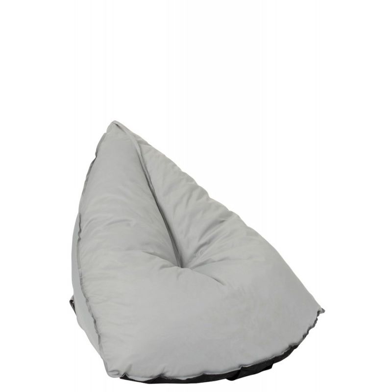 Pouf Poire Triangulaire Polyester Gris - J-LINE