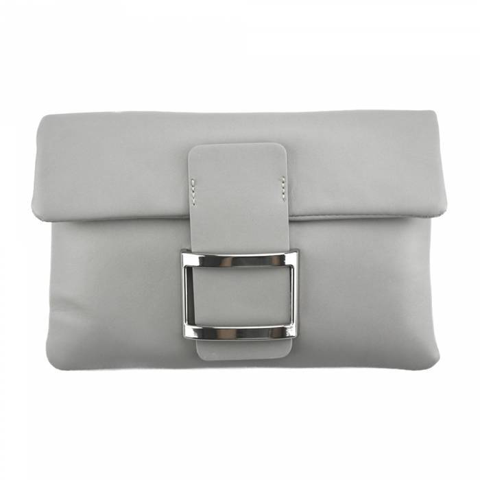 Italian Artisan 103-9201-Grey Fernanda Womens Luxury Handmade Leather Clutch or Wristlet Bag, Grey