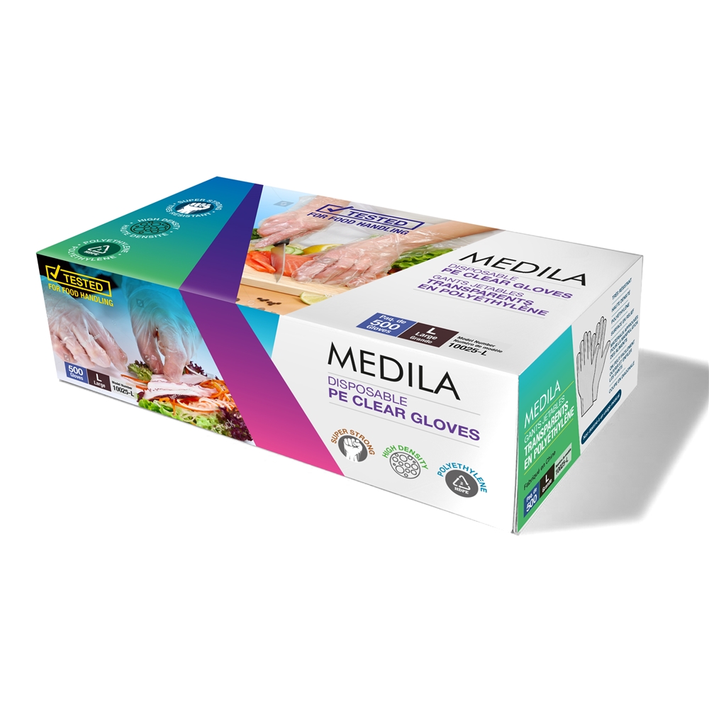 Medila Gants Jetables Transparents En Polyéthylène De Medila, Grand, 500/bte TBD-10025-L