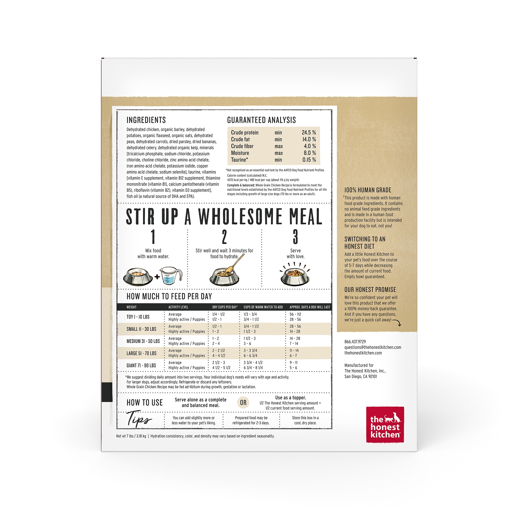 The Honest Kitchen Human Grade Wholemade™ Dehydrated Dog Food Whole Grain Beef & Oat  7 Lb (Makes 28 Lbs) thumbnail