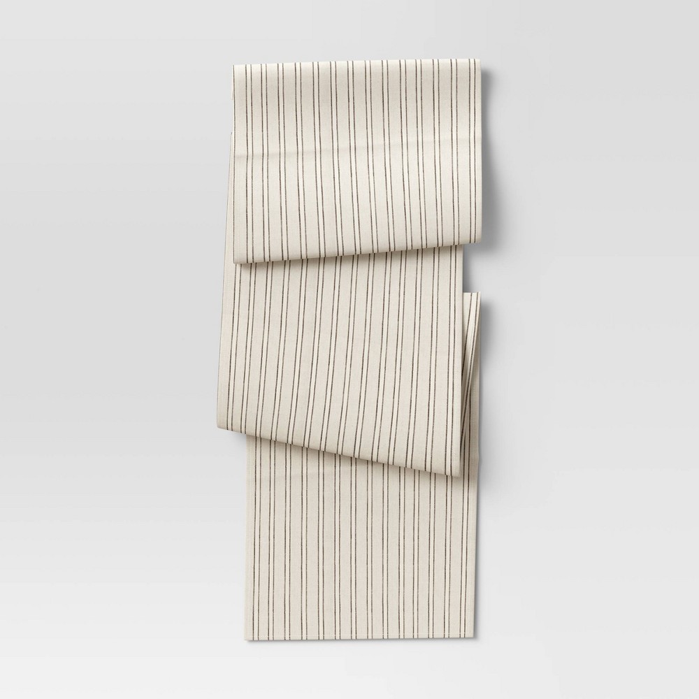 108 X 14 Cotton Striped Table Runner Natural - Threshold