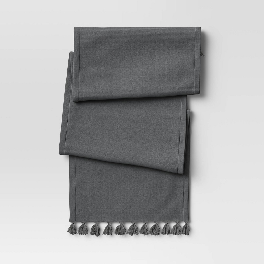 72 X 14 Cotton Textured Runner Gray - Threshold™: Traditional Solid Tablecloth, Machine Washable