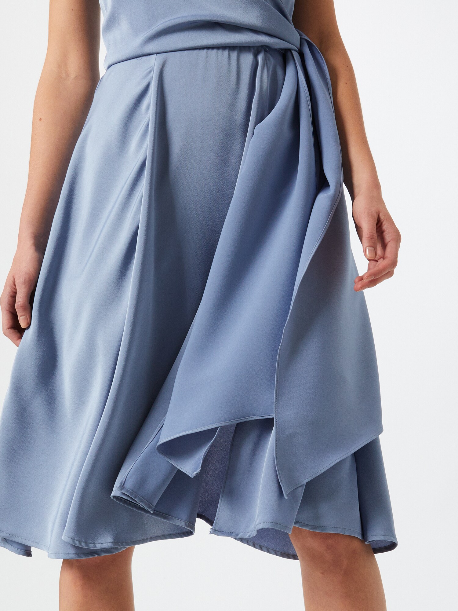 Chi Chi Satin Cami Strap Wrap MIDI Dress in Blue, Size 16 thumbnail