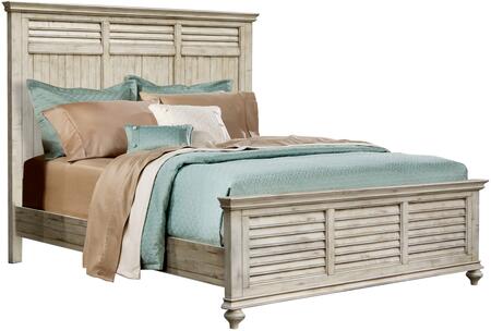 Shades of Sand Collection CF-2302-0489-KB King Size Panel Bed with Decorative Horizontal Slats Planking and Molding Details in Antique