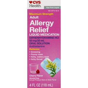 Cvs Health Allergy Relief Liquid Medication Diphenhydramine HCI Oral Solution