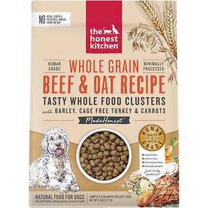 The Honest Kitchen Whole Food Clusters Whole Grain Beef & Oat with Barley, Cage Free Turkey & Carrots Dry Dog Food, 5 Lbs.