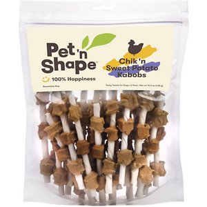 Pet 'n Shape Chik 'n Sweet Potato Kabobs - All-Natural Chicken and Sweet Potato Wrapped Rawhide Dog Treats - 6