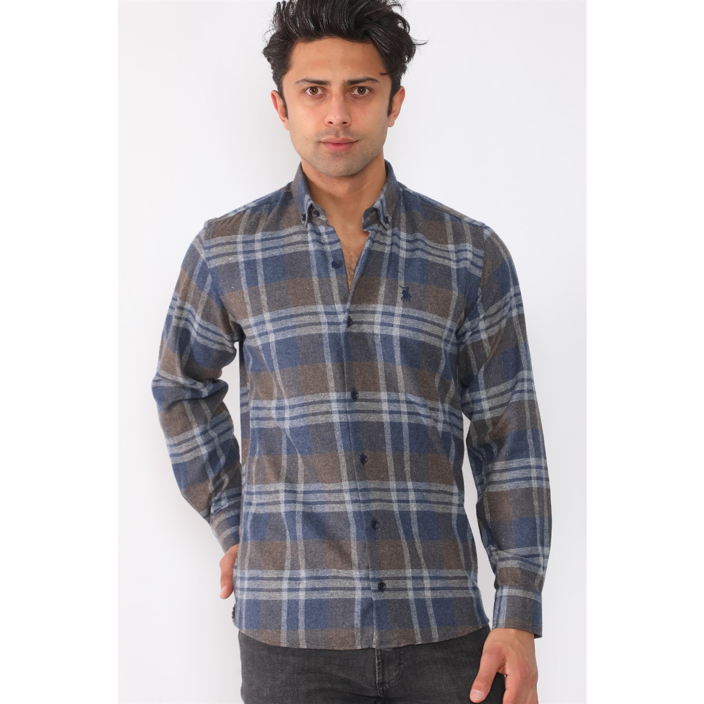 G709 Dewberry Men's Shirt-coffee-navy Blue
