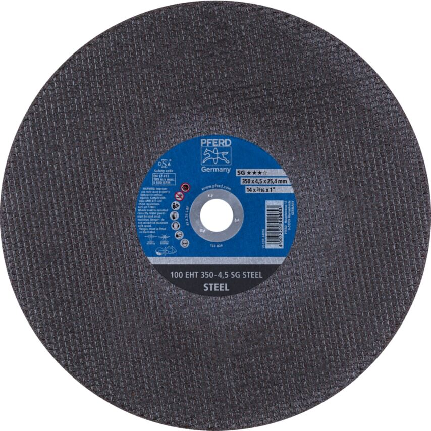 Pferd 14in X 3/16in Portable Cut-Off Wheel 1in a.H. - SG STEEL - Type 1 - 64018