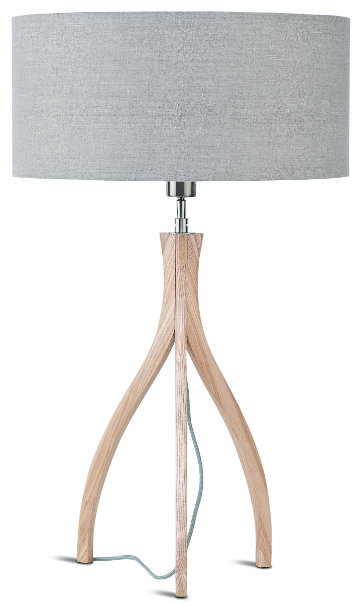 [IAR-MONTREAL/T/N/4723/a] Tischlampe Asche Holz  3-Beins Montreal 48cm/Lampenschirm 47x23cm