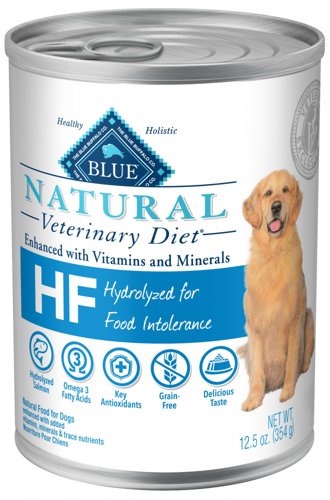 Blue Buffalo Veterinary Diet HF Hydrolyzed Food Intolerance Wet Dog Food  Salmon  12.5-oz. Can