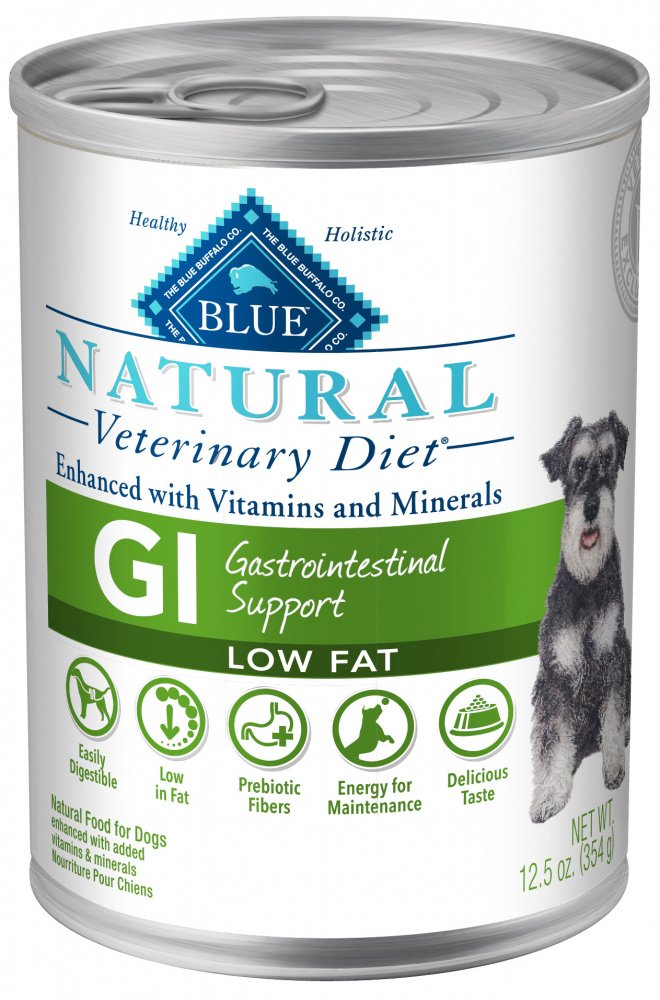 BLUE Natural Veterinary Diet GI Gastrointestinal Support Low Fat Wet Dog Food - 12.5 Oz, Case of 12