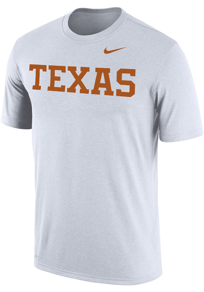 Nike Texas Longhorns White Word Short Sleeve T Shirt, White, 65% COTTON / 35% POLYESTER, Size S