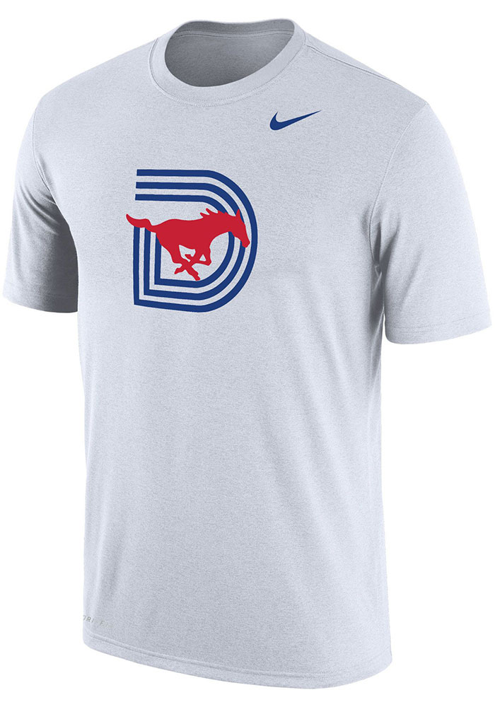 Nike SMU Mustangs White DriFIT Triple D Short Sleeve T Shirt, White, 65% COTTON / 35% POLYESTER, Size XL