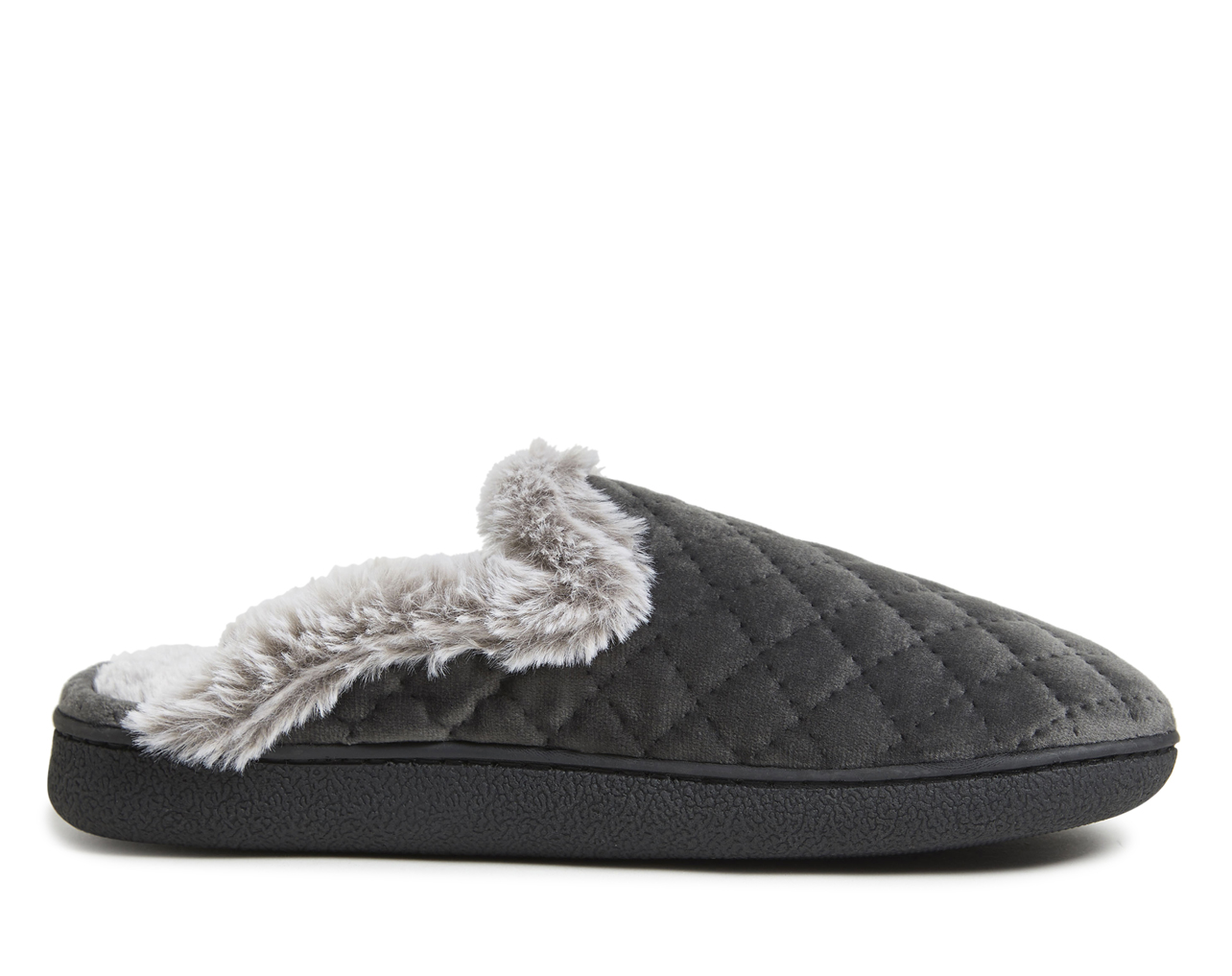 Dearfoams Erin Quilted Velour Scuff(Gray - Size UNSZ - Fabric)