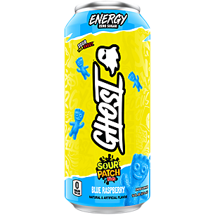 GHOST Zero Sugar Energy Drink  SOUR PATCH KIDS Blue Raspberry  16 Oz Can  12 Pk