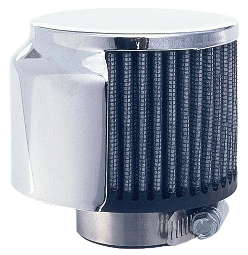 Trans-Dapt Performance 5104 3 in. Tall CLAMP-on Style Breather W/HOOD; 1-1/2 in. Tube; Cotton Filter-CHROME