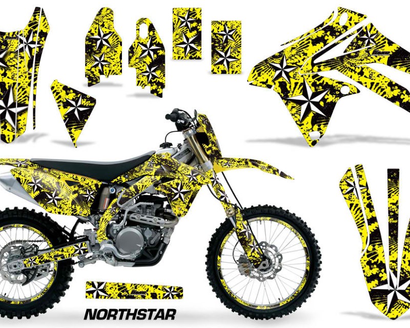 AMR Racing Graphics MX-NP-SUZ-RMX450Z-09-17-NS Y Kit Decal Sticker Wrap + # Plates for Suzuki RMX450Z 2009-2017 NORTHSTAR YELLOW