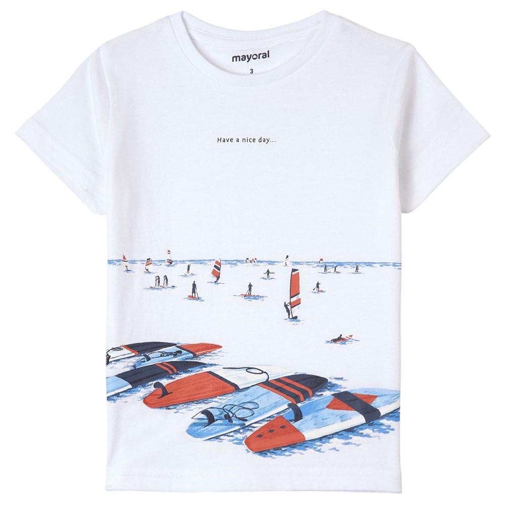 Mayoral - Boy - White Surf Print T-Shirt - 4 Years - White
