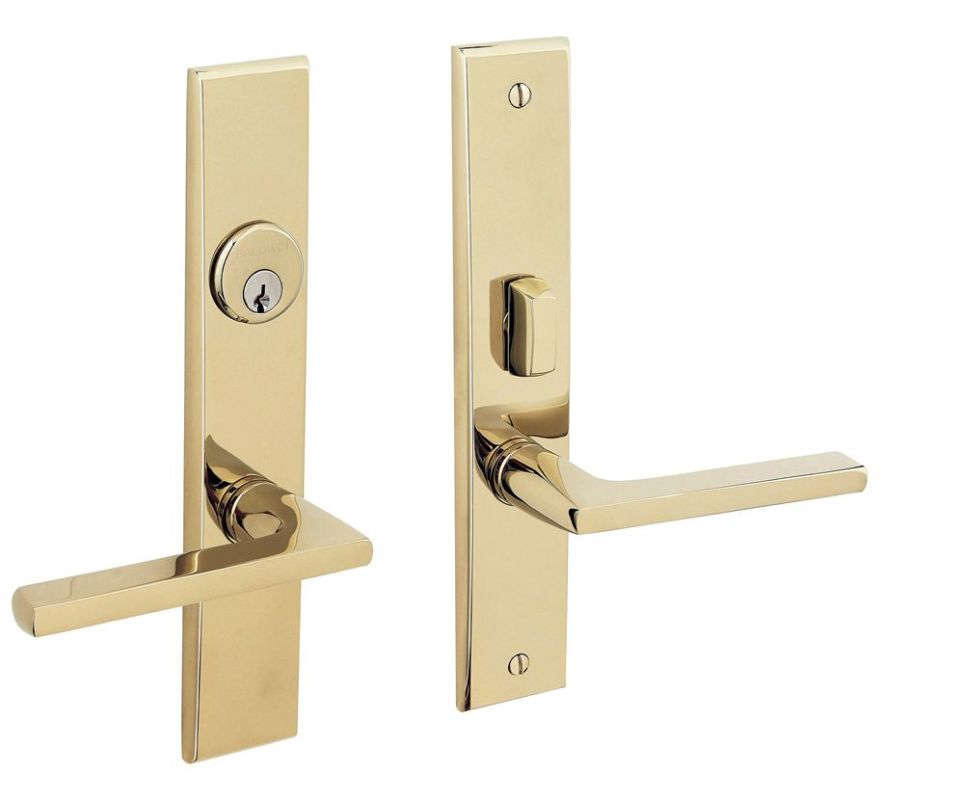 Baldwin 6974.ENTR Lakeshore Lever Single Cylinder Mortise Handleset Trim Set Non-Lacquered Brass Mortise Lock Keyed Entry Single Cylinder