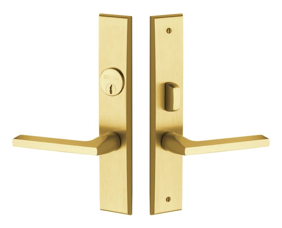 Baldwin 6974.FD Dummy Set Handleset Satin Brass and Brown Handleset Dummy Set