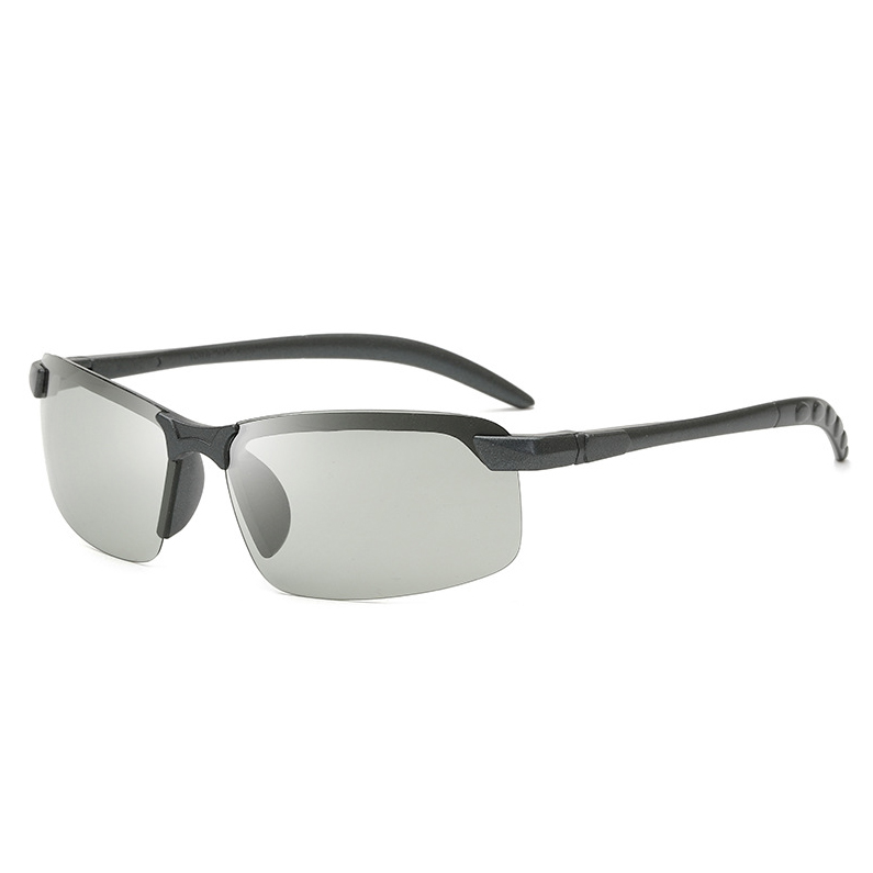 3034 Photochromic Polarized Discoloration Sunglasses Rimless for Driving - Grey