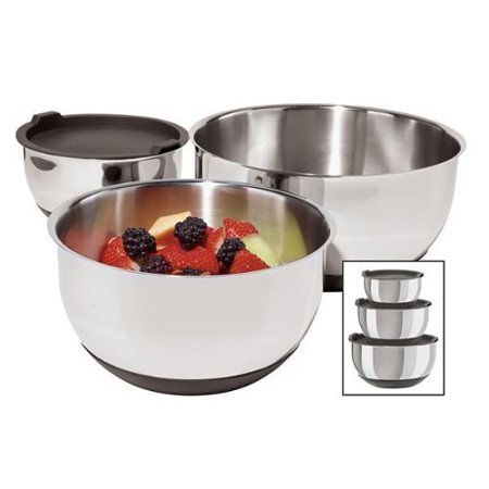 Oggi Stainless Steel 3Piece Bowl Set with Lids  72870