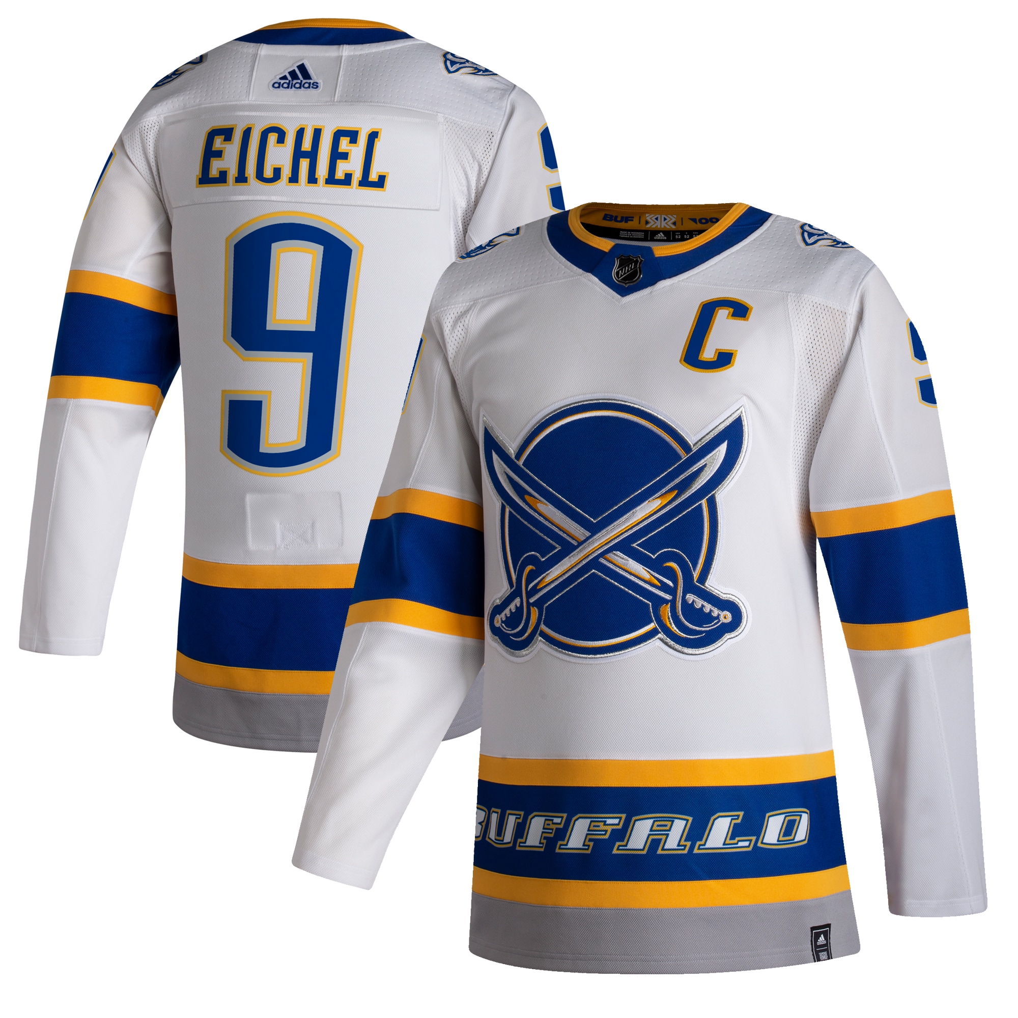 Adidas Men's Buffalo Sabres Jack Eichel #9 Reverse Retro ADIZERO Authentic Jersey, Size 46, Blue