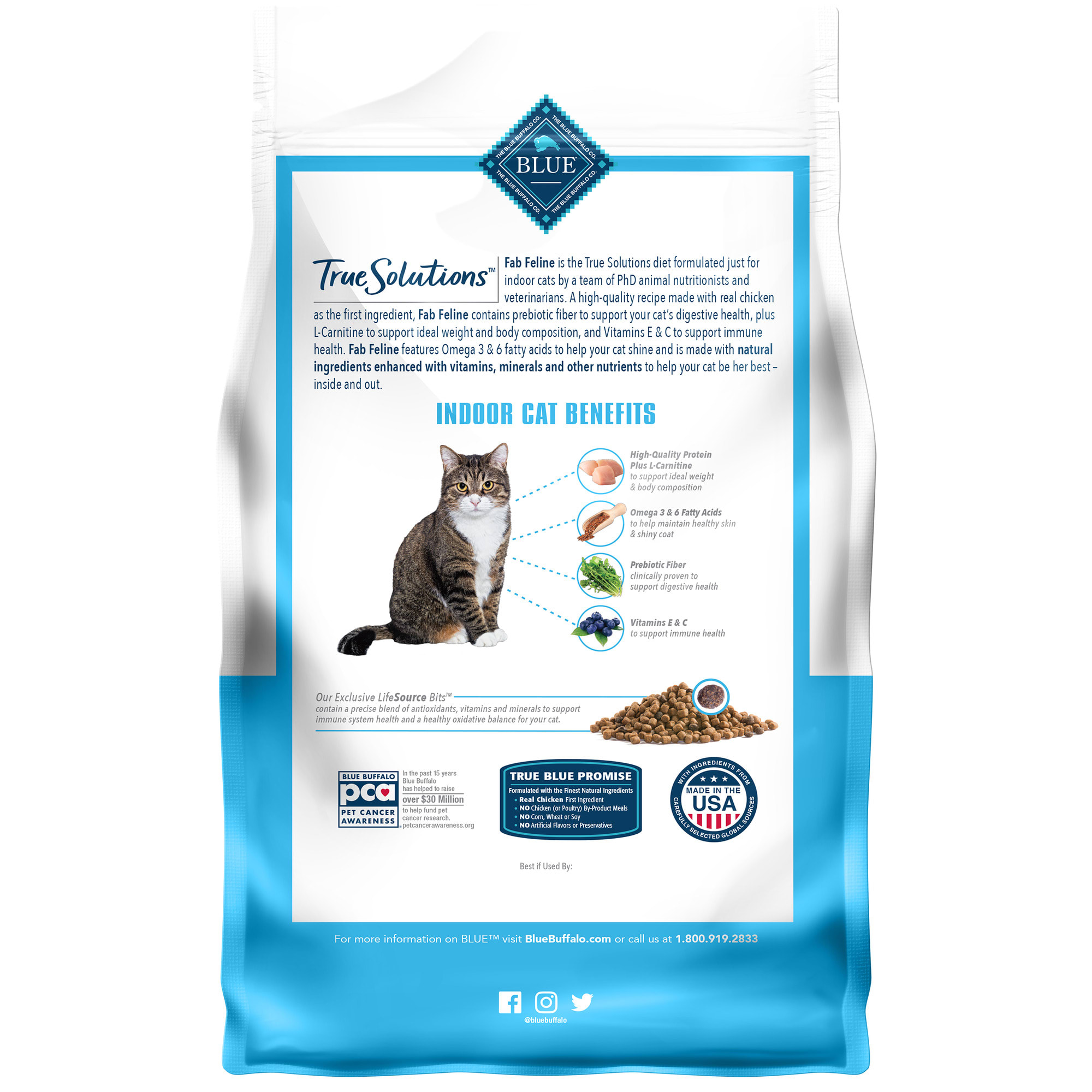 Blue Buffalo True Solutions Fab Feline Dry Cat Food Indoor Cat Formula  Chicken  3.5 Lbs thumbnail