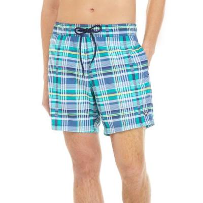 Sperry Waterfall Navy Plaid Volley Swim Trunks